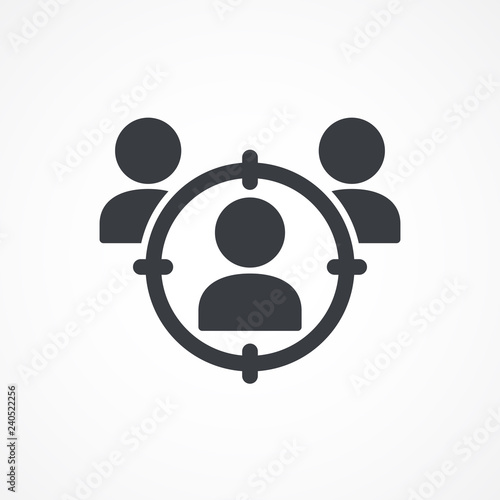 Headhunting, user icon. Target audience. Customer, client targeting. Consumer centricity. Aim people sign