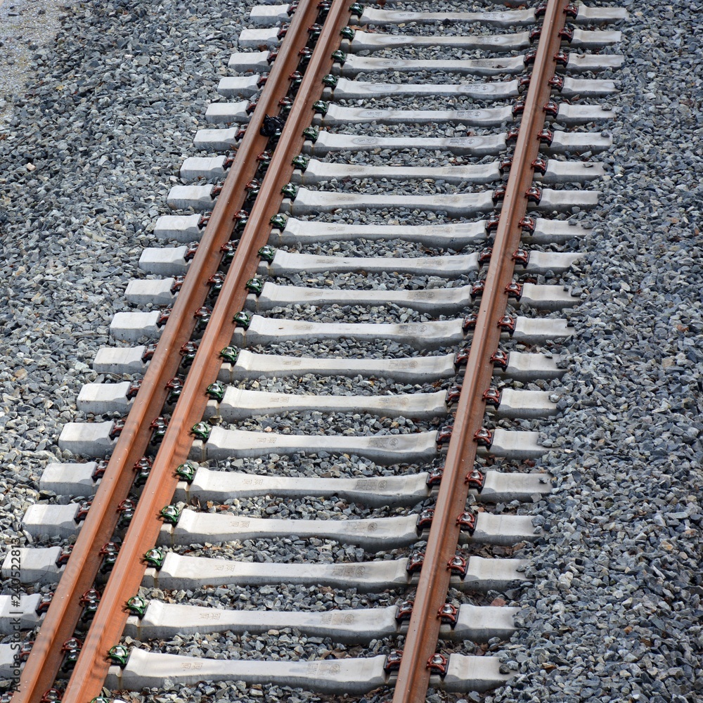 Fototapeta premium Vía de ferrocarril de ancho mixto