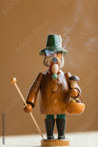 A hand-made Smoker Figurine, traditional German Christmas Decoration from the Erzgebirge Region in Eastern Germany