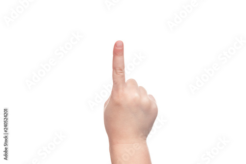 child hand with index finger up