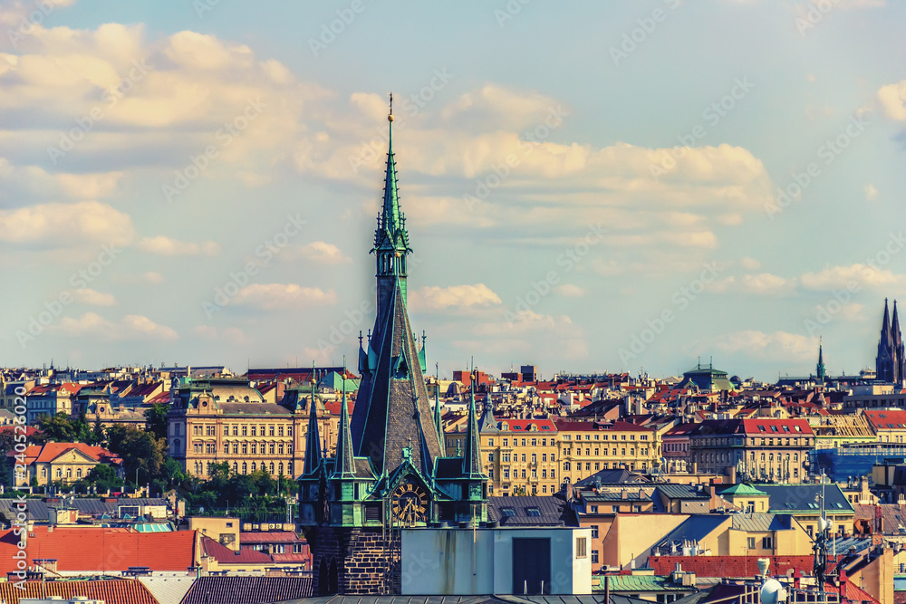 Naklejka premium Jindrisska Tower of Prague, Czech Republic, aerial view