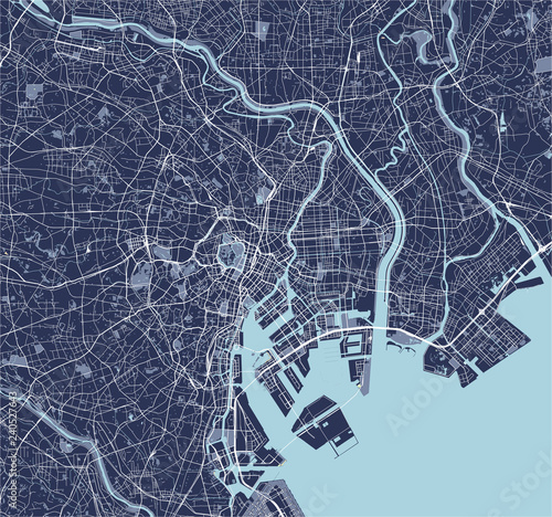 Obraz na płótnie map of the city of Tokyo, Kanto, Island Honshu, Japan