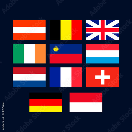 Western Europe flag set icon vector illustration