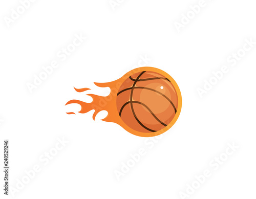 Basketball with flames logo design