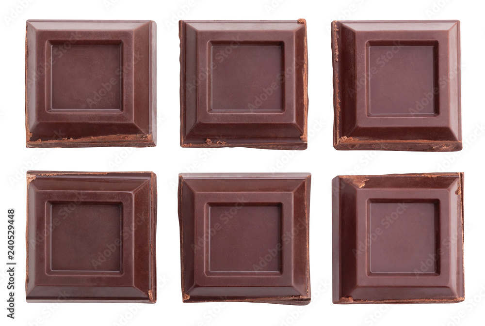 sliced chocolate bar path isolated top view sliced chocolate bar path isolated top view