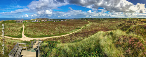 Panorama of the island Sylt, Germany, near Kampen as seen from the Uwe Dune. Kampen is a seaside resort on the island Sylt, in the district of Nordfriesland, Schleswig-Holstein. photo