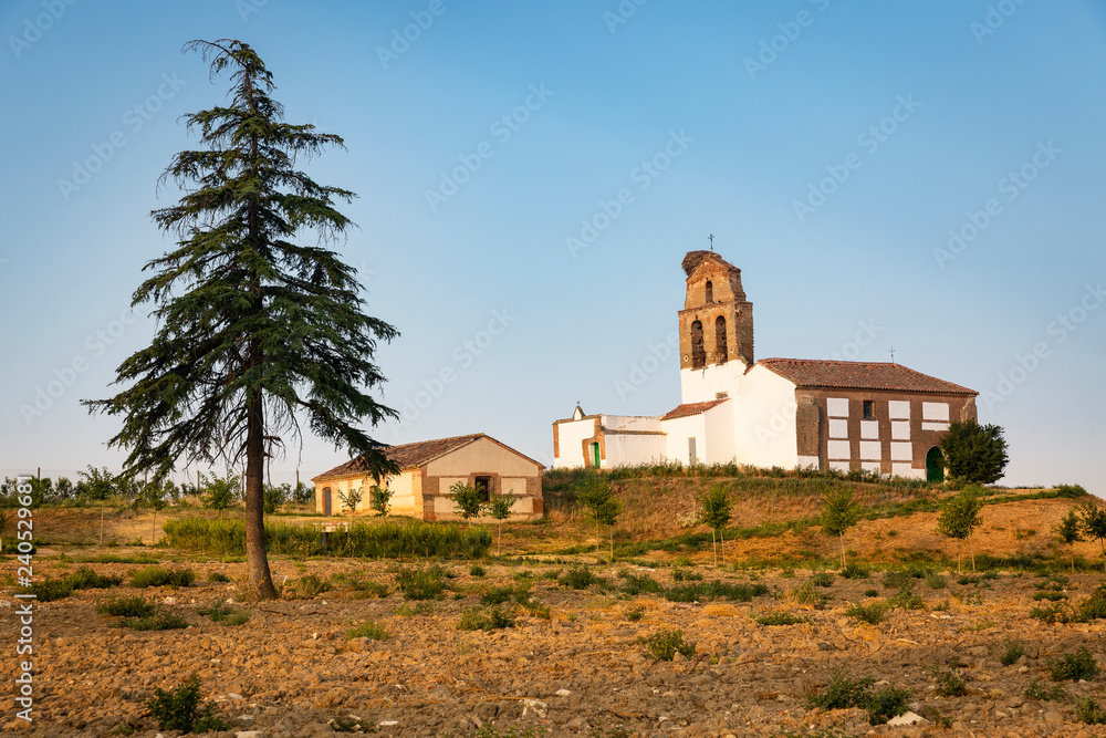 Fototapeta premium a church in Duenas de Abajo village (Medina del campo), province of Valladolid, Spain