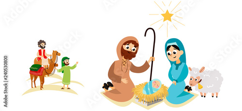 Christmas nativity Bethlehem crib story scene cartoon characters