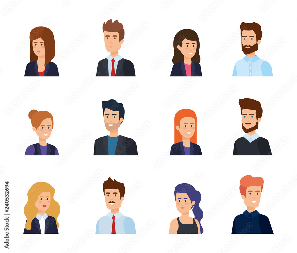 group of business people avatars characters group of business people avatars characters