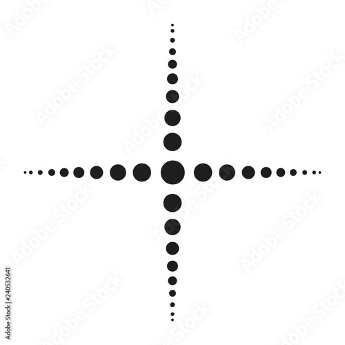Black abstract vector circle frame halftone dots logo emblem design element for medical, treatment, cosmetic. Round border Icon using halftone circle dots raster texture.