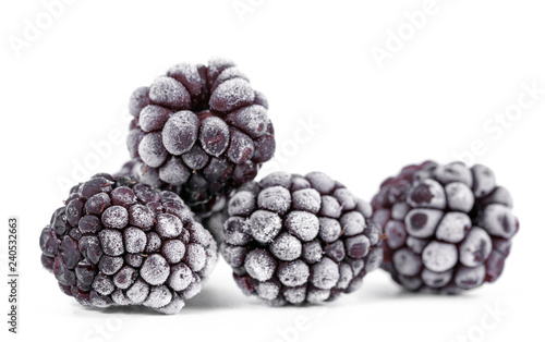 .frozen blackberry on white background