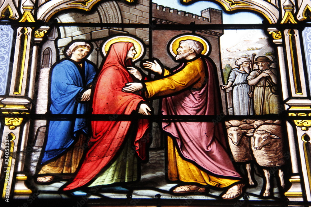 Fototapeta premium Vitrail de l'église Saint Seine à Corbigny, Bourgogne