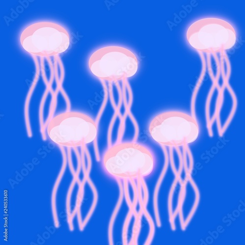 illustration of an jellyfish with blue background