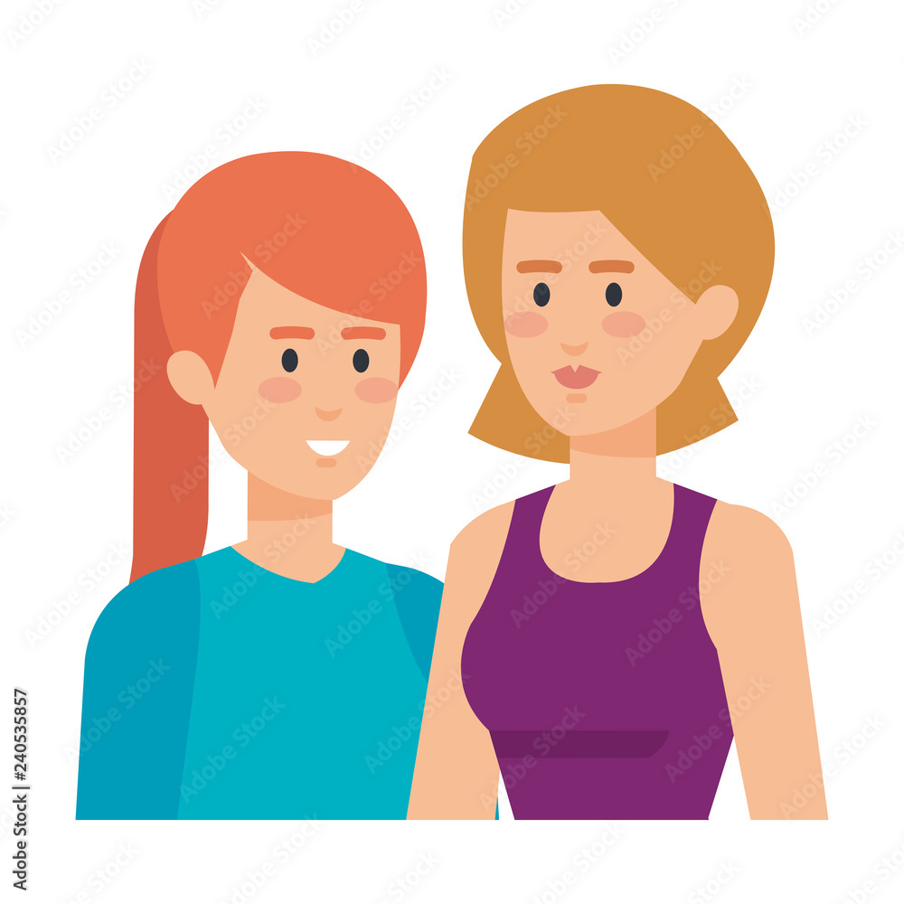 couple businesswomen avatars characters couple businesswomen avatars characters