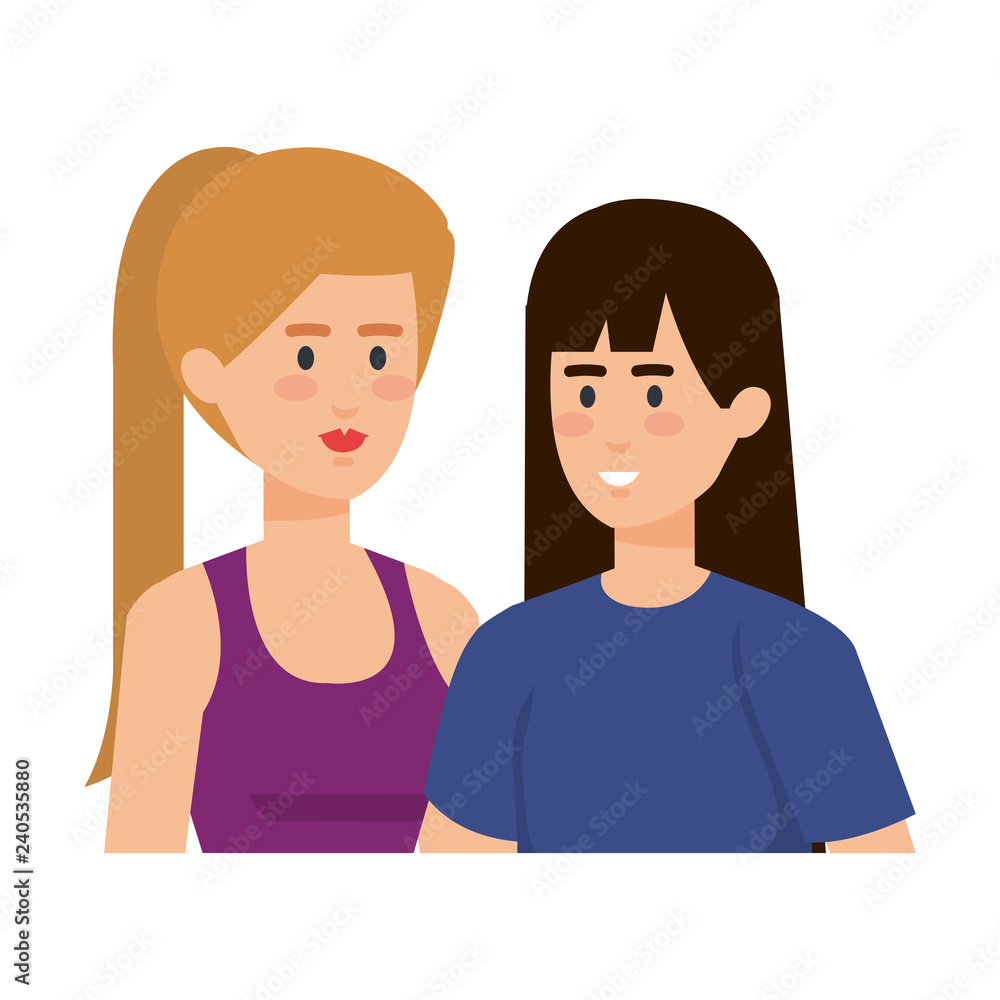 couple businesswomen avatars characters couple businesswomen avatars characters