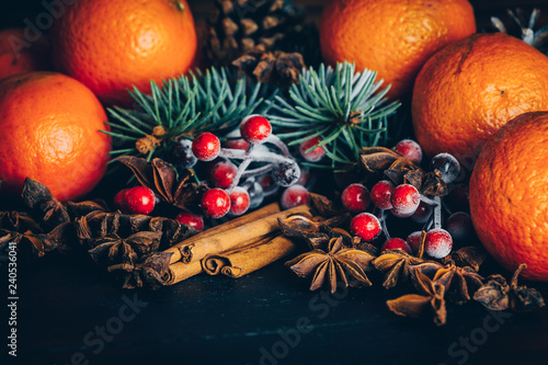 Christmas decoration. Food background.