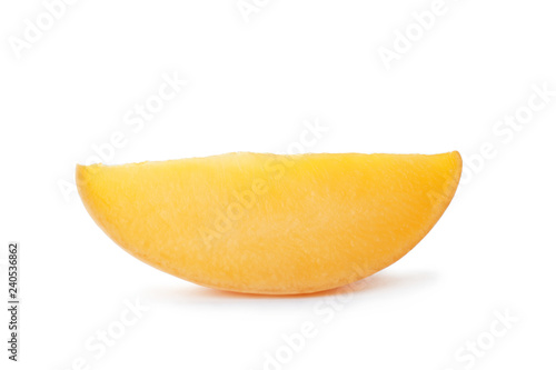 Fresh juicy mango slice isolated on white