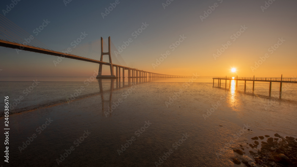 Long exposure of Vasco de Gama Bridge, Lisbon, Portugal Long exposure of Vasco de Gama Bridge, Lisbon, Portugal