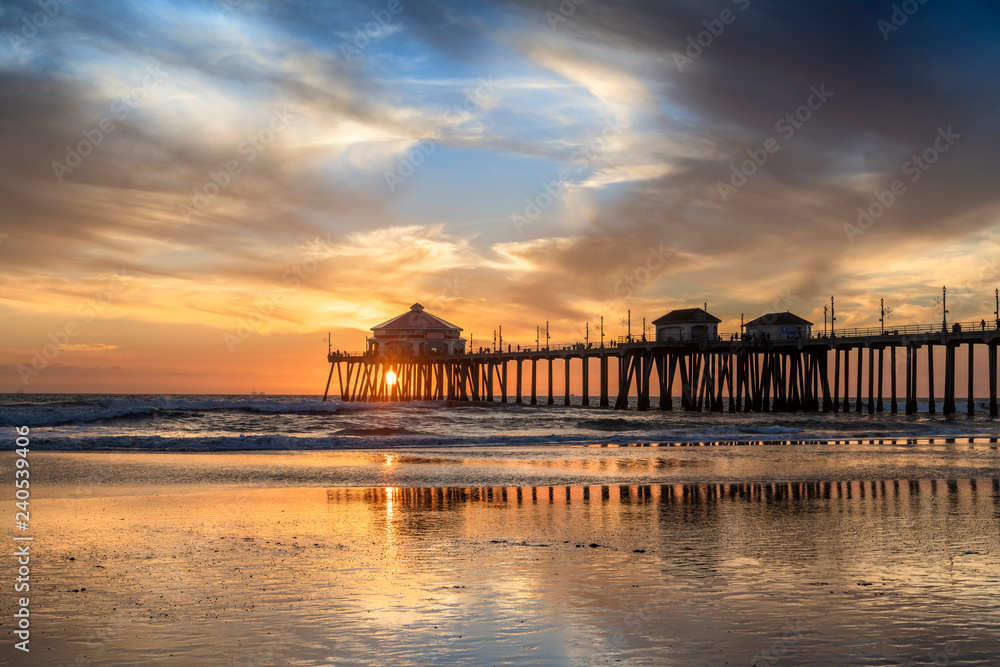 Huntington Beach pier at sunset Huntington Beach pier at sunset