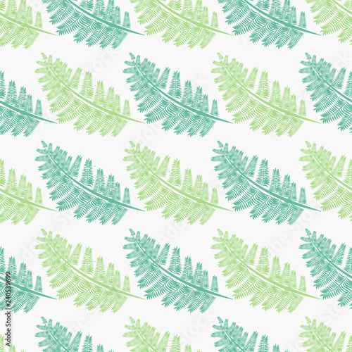 light and dark green Fern frond silhouettes seamless pattern. Floral print.