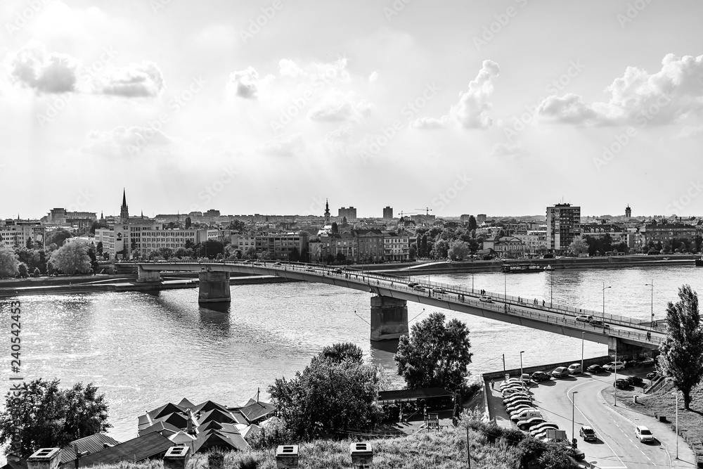 Novi Sad, Serbia - May 27, 2018: Large angle view of Novi Sad, Serbia