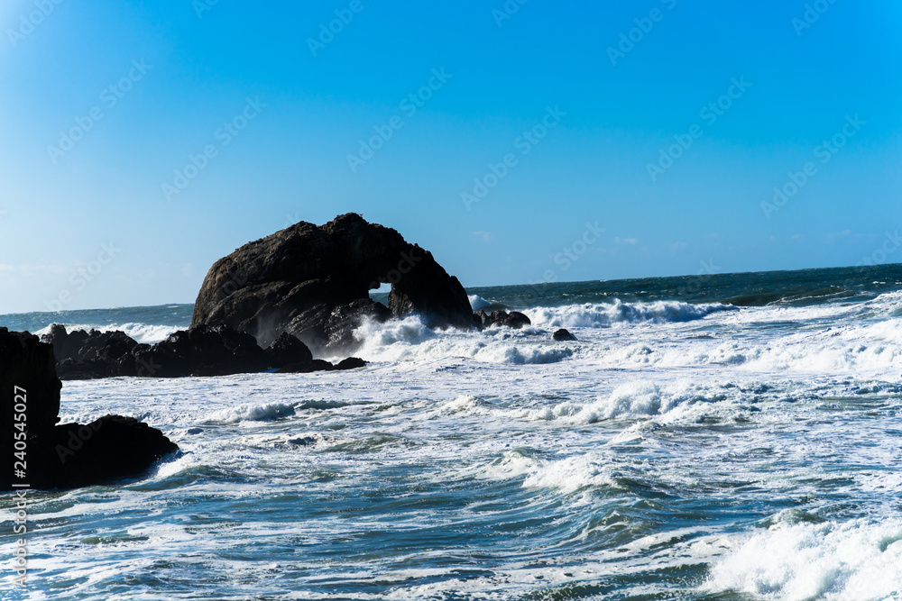 Heart in the rock - San Francisco. summer , cloud , rock , sea, plant. Heart in the rock - San Francisco. summer , cloud , rock , sea, plant.