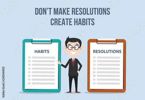 compare between resolutions and habits for target new year for improvement