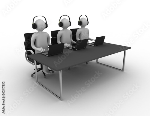 Employees working in a call center