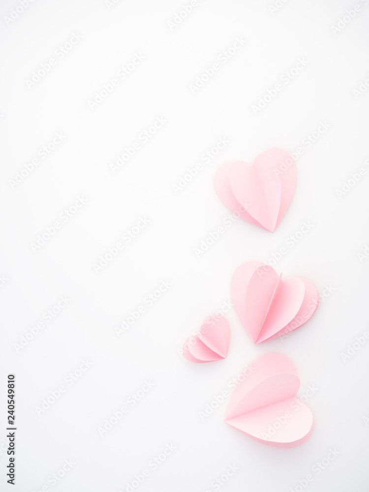 creative love pink paper hearts