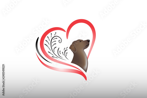 Dog and heart logo vector design