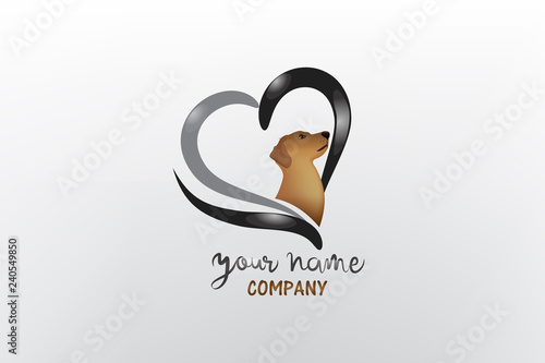 Dog love heart logo