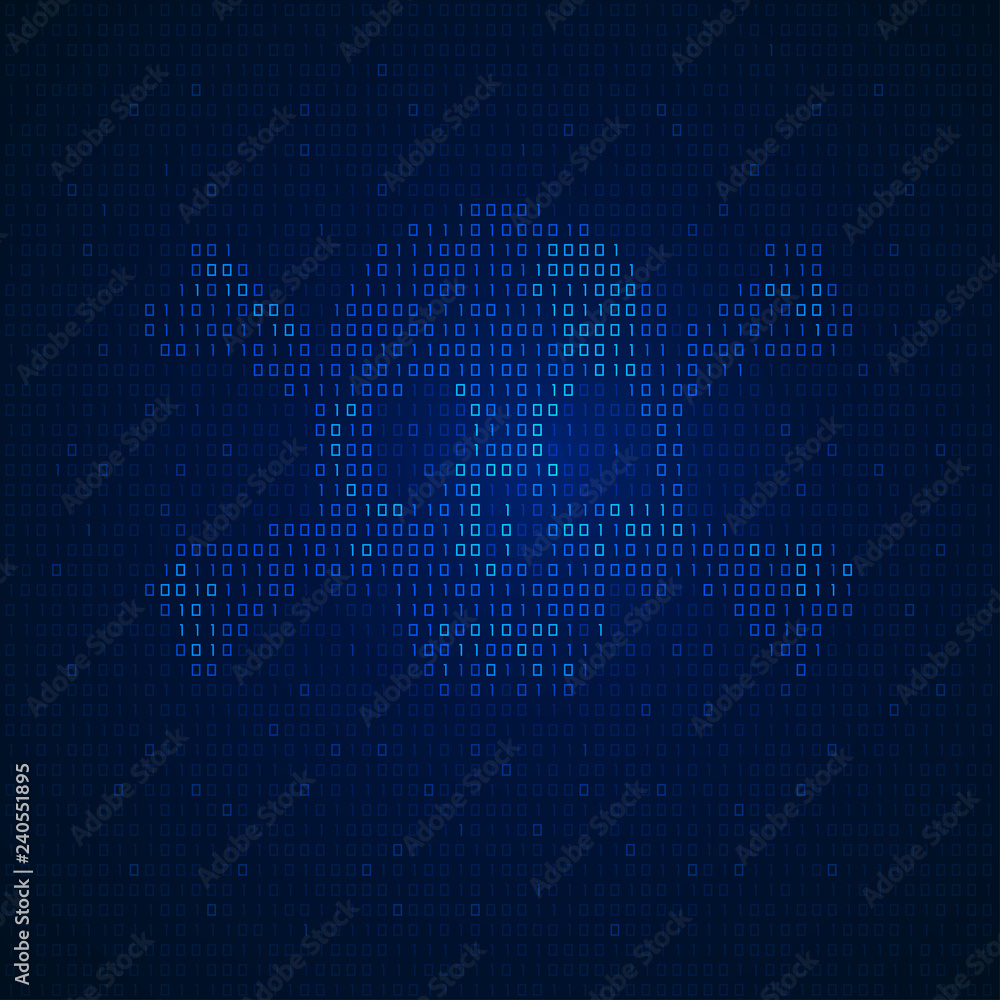 concept of cyber crime, internet piracy and hacking, shape of skull ...