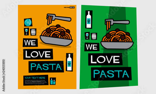 We Love Pasta Retro Style Poster Design