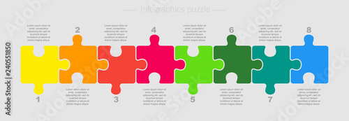 Puzzle Eight Pieces Part for Business Presentation