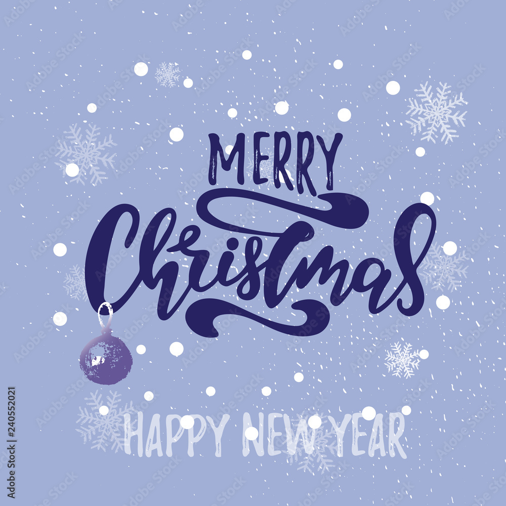 Merry Christmas vector text Calligraphic Lettering design card template.