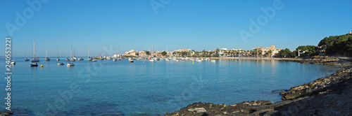 Colonia Sant Jordi, Mallorca Spain. View at the port and promenade during the summer season