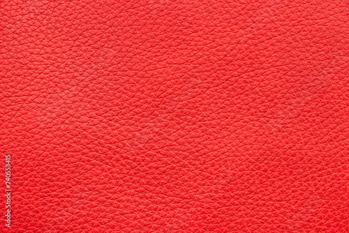 Sample genuine leather red colour. Material of animal origin. Close-up.
