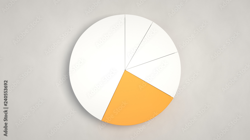 White pie chart with one orange sector White pie chart with one orange sector