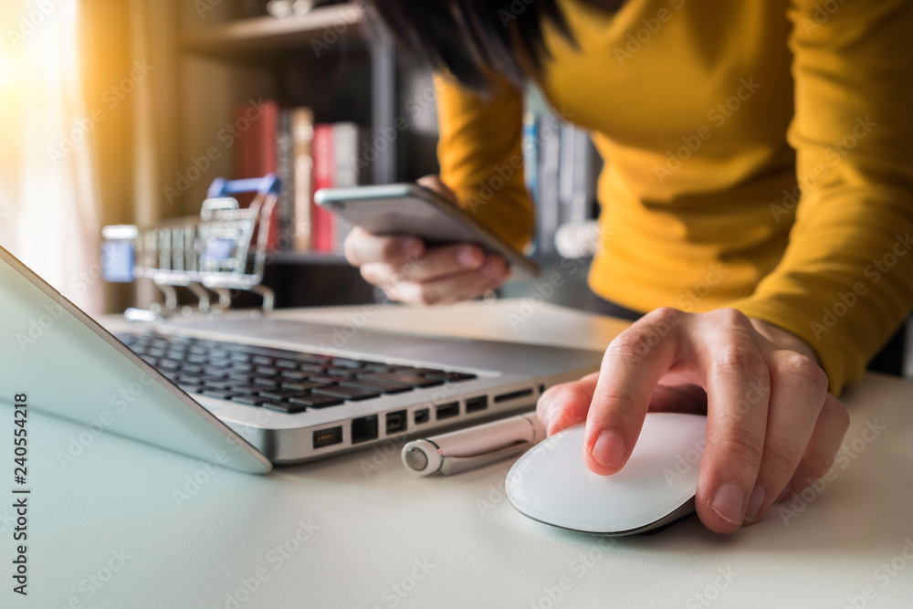 Women use smart phones for mobile payments, online shopping, omni channels, sit at virtual chairs, screen icons, screen graphics. Women use smart phones for mobile payments, online shopping, omni channels, sit at virtual chairs, screen icons, screen graphics.
