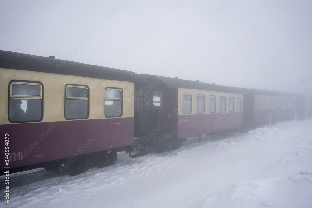 Brockenbahn at the Brocken, snowy winter day Brockenbahn at the Brocken, snowy winter day