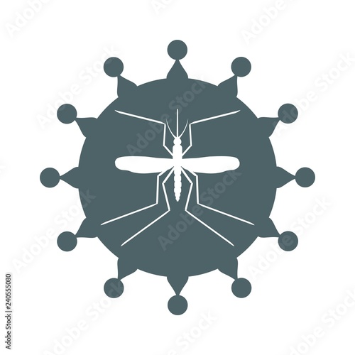 Mosquito and virus. Simple icons that illustration of many disease transmission such as dengue fever, zika disease, yellow fever, chikungunya disease, filariasis, malaria , enchaphalitits and else.