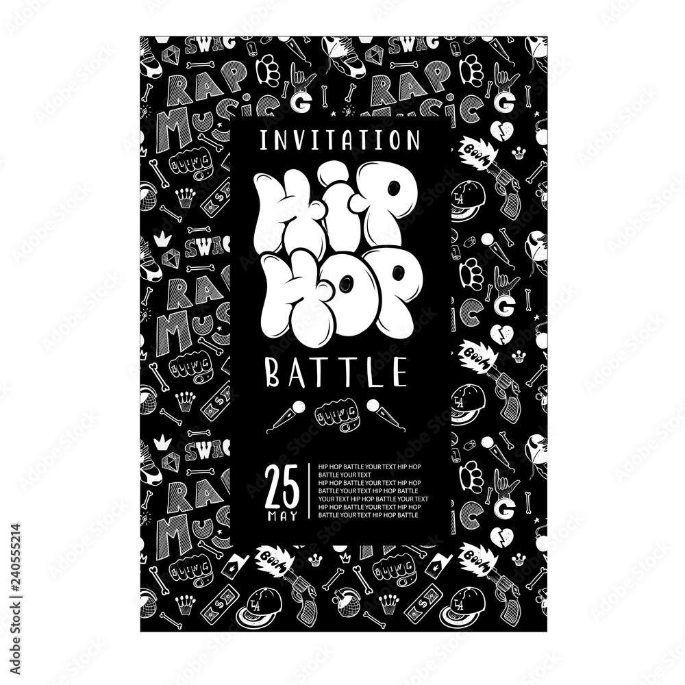 Vettoriale Stock Rap battle, concert hip-hop music. Vector template design,  flyer, poster, brochure, cover book, page | Adobe Stock
