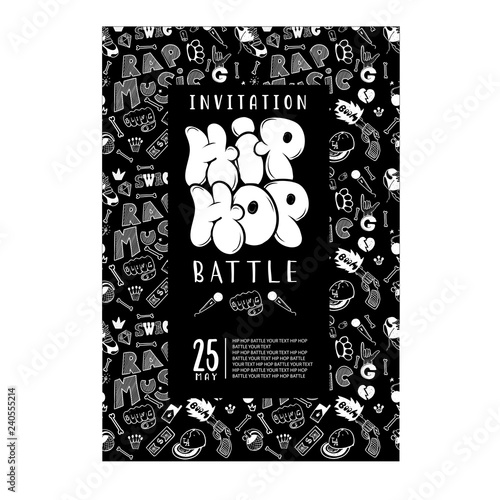 Rap battle, concert hip-hop music. Vector template design, flyer, poster, brochure, cover book, page