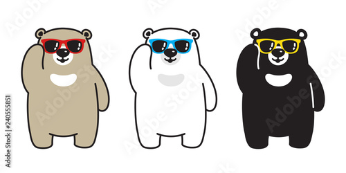 Bear vector polar bear sunglasses cartoon character icon logo illustration doodle