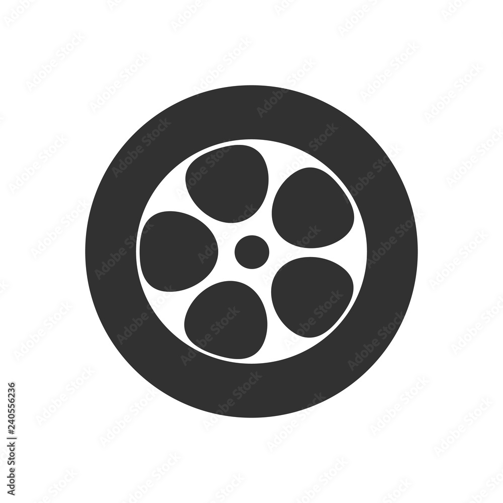 Car wheel icon isolated on white background. Tire service concept silhouette, pictogram. Logo garage, vehicle maintenance, road sign. Vector illustration flat design
