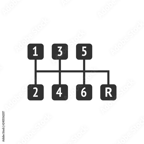 Gear shifter, car transmission icon, speed shifter, vector illustration isolated on white background.