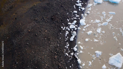 Ice blocks on the shore of an Icelandic beach