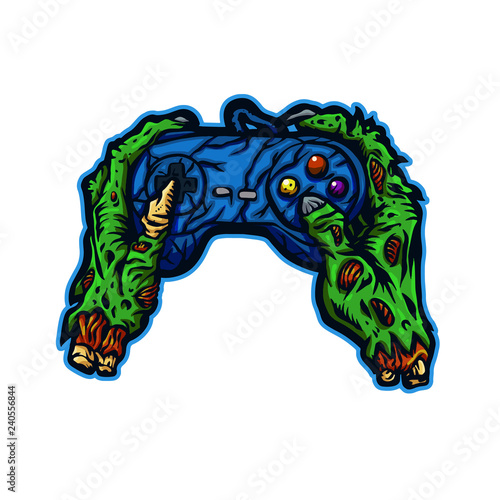 Zombie hand playing video game