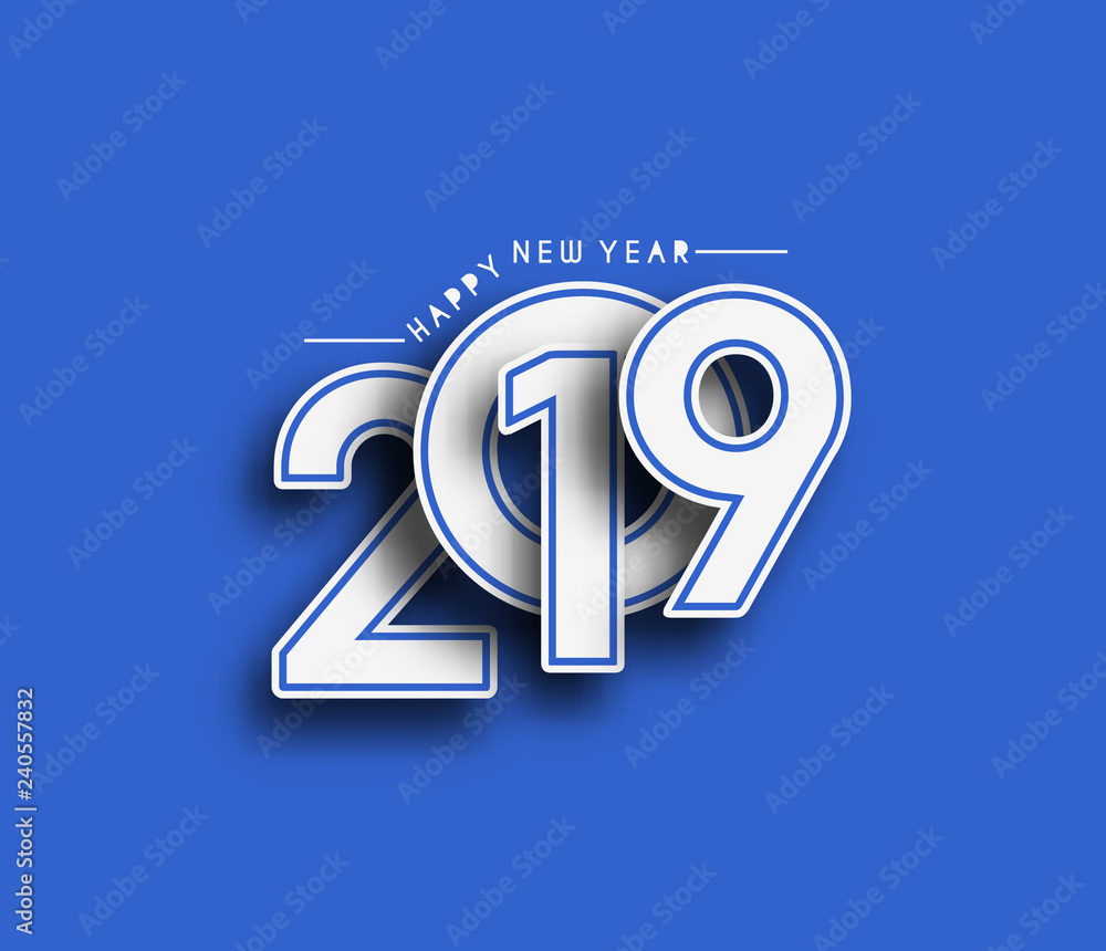 Obraz premium Happy New Year 2019 Text Design Patter, Vector illustration.