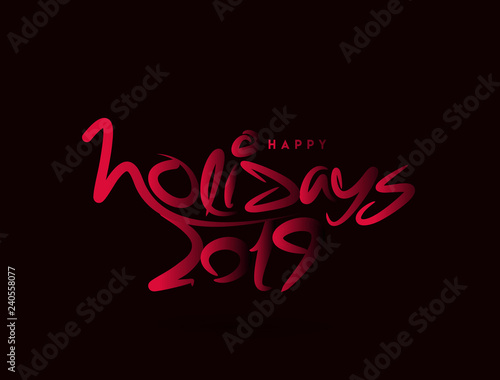 Holidays 2019 typography font design pattern  Vector illustration.